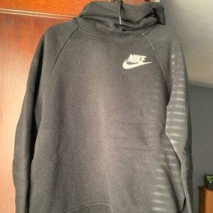 Black Nike hooded high neck sweatshirt.